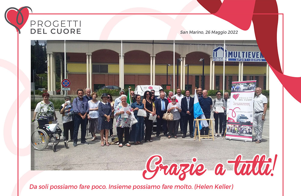 Progetto Cuore. Auto in dono all’Associazione Parkinson San Marino, supporto alle persone con problemi di mobilità.